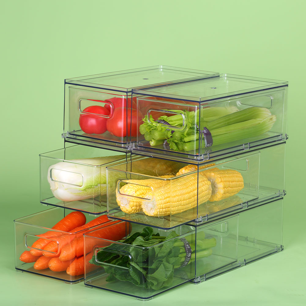 Plastic strip refrigerator storage boxs